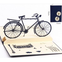 Handmade 3D Pop Up Card Vintage Blue Bicycle Birthday Father's Day Mother's Day Easter School Enrolment Graduation Wedding Anniversary Him